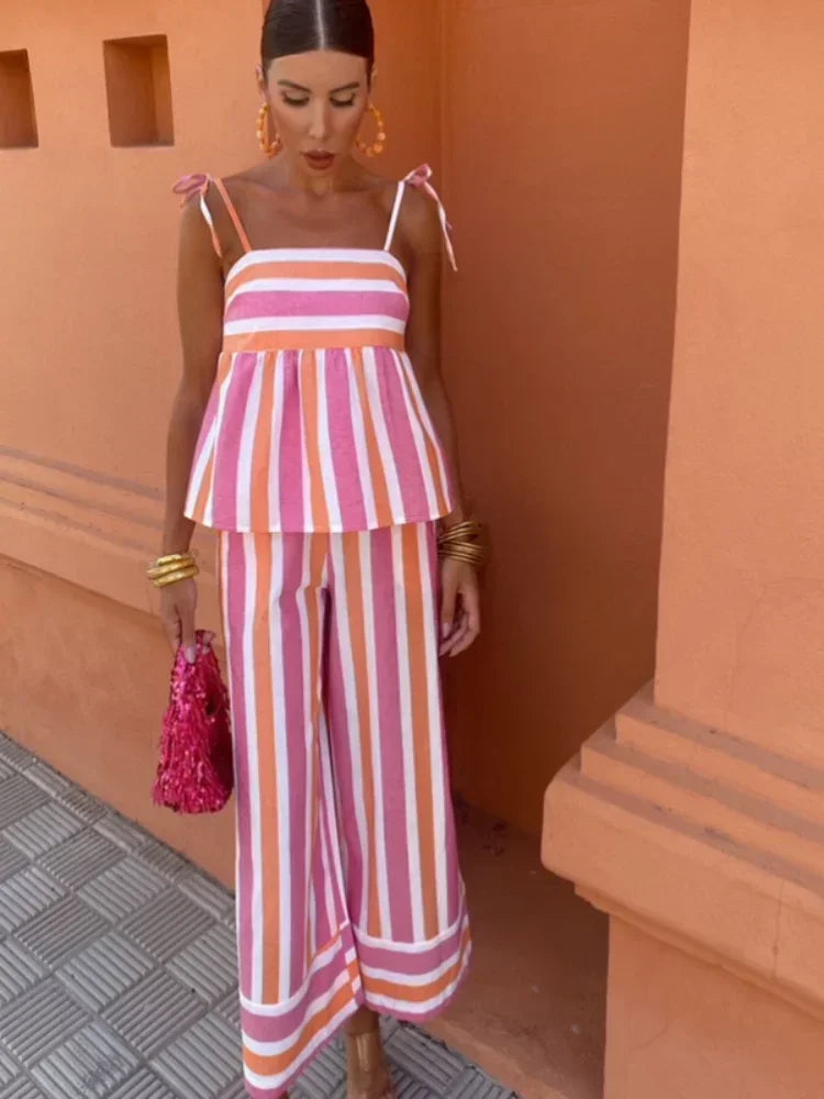 Hanne - Complete Printed Trousers Summer Outfit