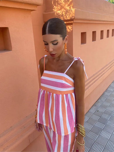 Hanne - Complete Printed Trousers Summer Outfit