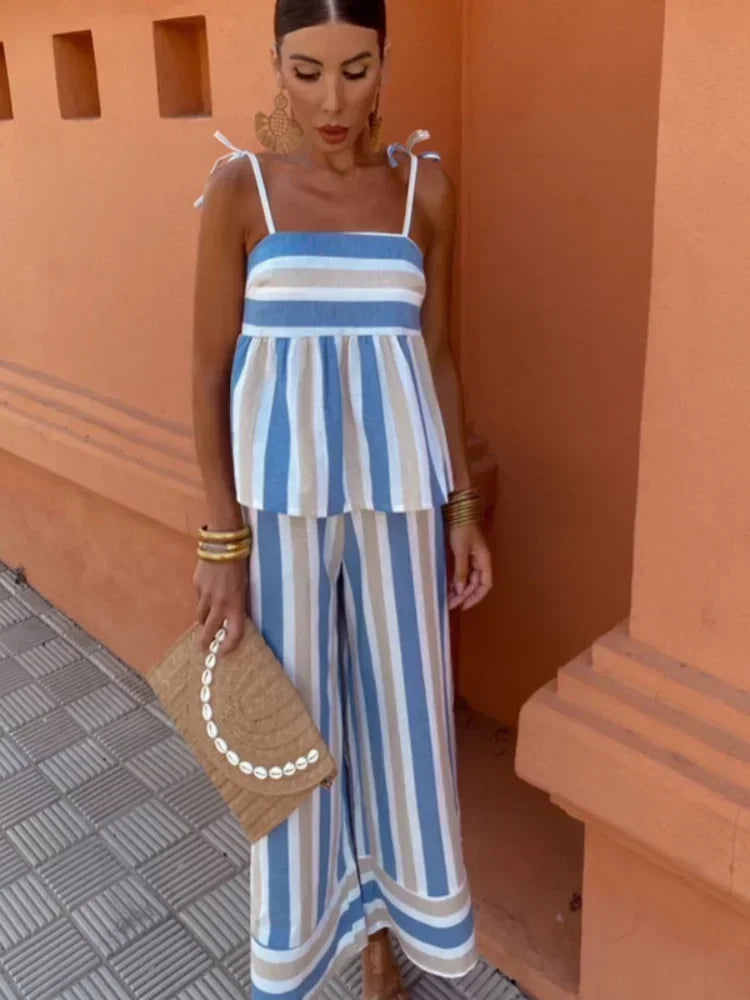 Hanne - Complete Printed Trousers Summer Outfit