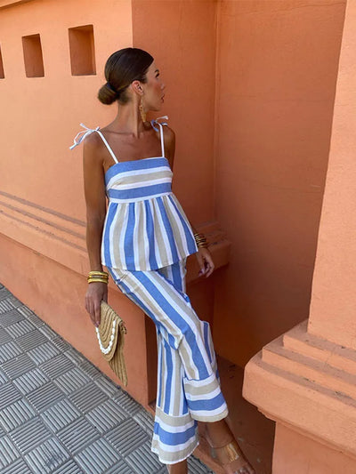 Hanne - Complete Printed Trousers Summer Outfit